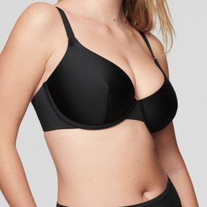 Cuup Plunge Satin Bra in "Black Shine"